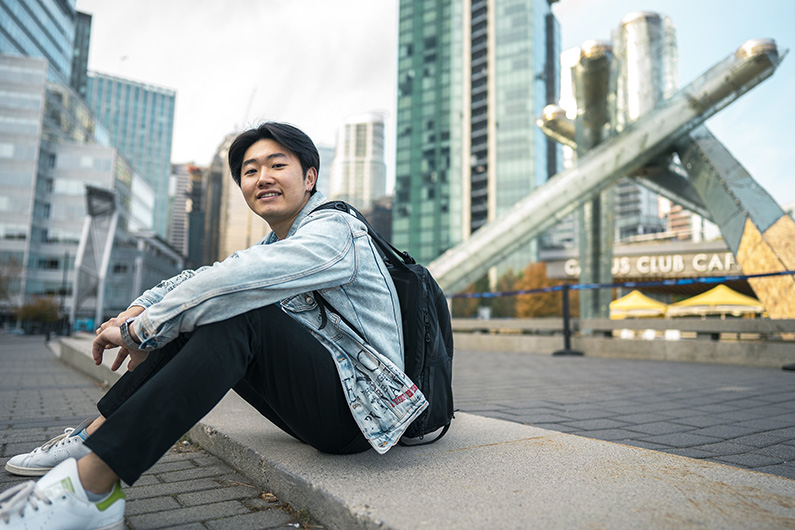 student sitting in vancouver