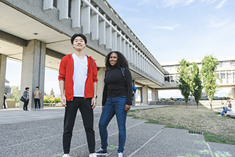 students outside at SFU